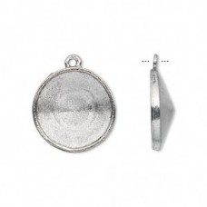 16mm Ant Silver Plated Pewter Rivoli Bezel Drops - Each