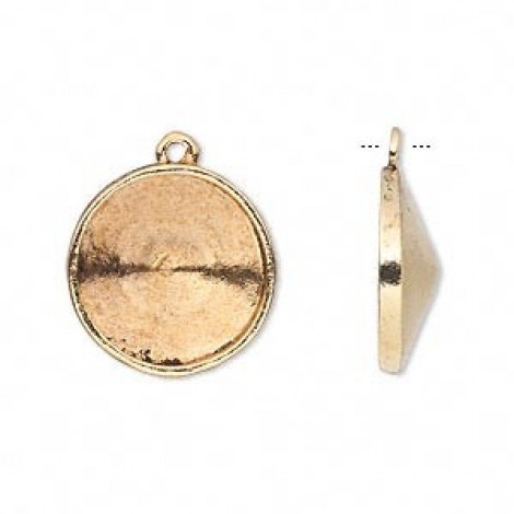 16mm Ant Gold Plated Pewter Rivoli Bezel Drops - Each 16mm Ant Gold Plated Pewter Rivoli Bezel Drops - Each