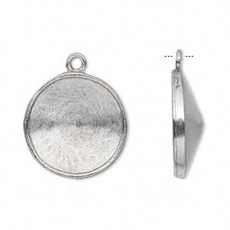 18mm Ant Silver Plated Pewter Rivoli Bezel Drops - Each 18mm Ant Silver Plated Pewter Rivoli Bezel Drops - Each