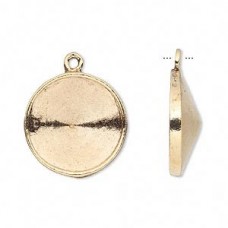 18mm Ant Gold Plated Pewter Rivoli Bezel Drops - Each