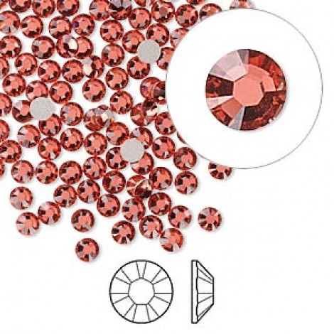 3.2mm SS12 Swarovski Flat Back Crystals - Indian Pink - Pack of 24 3.2mm SS12 Swarovski Flat Back Crystals - Indian Pink - Pack of 24