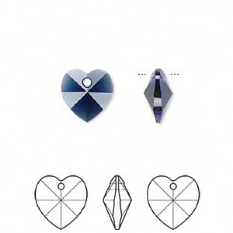 10mm Swarovski Crystal Heart Drop - Dark Indigo