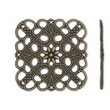 35mm Ant Gold Square Filigree Component - Pack of 2