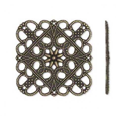 35mm Ant Gold Square Filigree Component