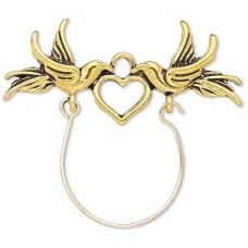 43x38mm Ant Gold Dove/Heart Focal Charm Holder Pendant - Each