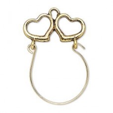 36x23mm Ant Gold Heart Focal Charm Holder Pendant - Each
