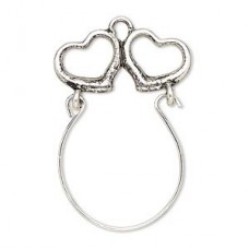 36x23mm Ant Silver Heart Focal Charm Holder Pendant - Each