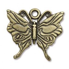 20x22mm JBB Findings Antique Brass Butterfly Drop - Pack of 2
