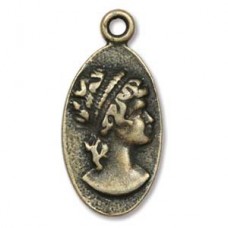 26mm JB Findings Antique Brass Cameo Pendant - Pack of 2