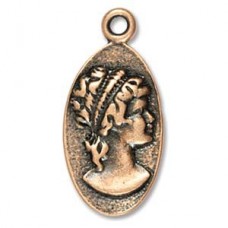 26mm Antique Copper Cameo Charms - Pack of 2