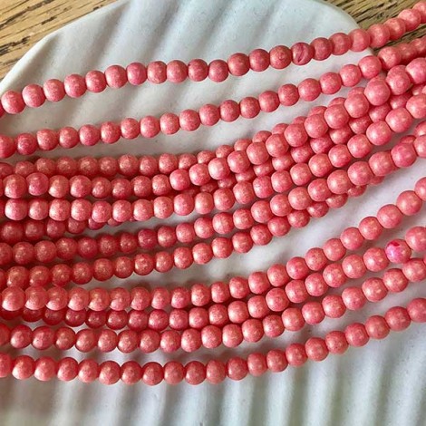 4mm Czech Round Druk Beads - Pacifica - Strawberry - Pack of 50