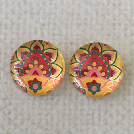 12mm Art Glass Backed Cabochons - Paisley Mix 1 - Per Pair 12mm Art Glass Backed Cabochons - Paisley Mix 1 - Per Pair