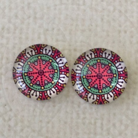 12mm Art Glass Backed Cabochons - Paisley Mix 10 - Per Pair 12mm Art Glass Backed Cabochons - Paisley Mix 10 - Per Pair