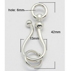 42x13mm Silver Plated Hook & Eye Clasp w/Jumpring