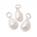 12.5-13.5mm Natural B-Grade Cultured Freshwater Rice Pearl Charms w Silver Plated Brass Jumprings + Beadcap - Per Pair