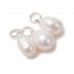 12.5-13.5mm Natural B-Grade Cultured Freshwater Rice Pearl Charms w Silver Plated Brass Jumprings + Beadcap - Per Pair