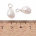 12.5-13.5mm Natural B-Grade Cultured Freshwater Rice Pearl Charms w Silver Plated Brass Jumprings + Beadcap - Per Pair