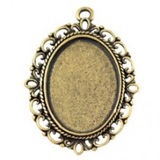 39x27mm OD Ant Gold Oval Filigree Bezel Pendant - Pack of 4
