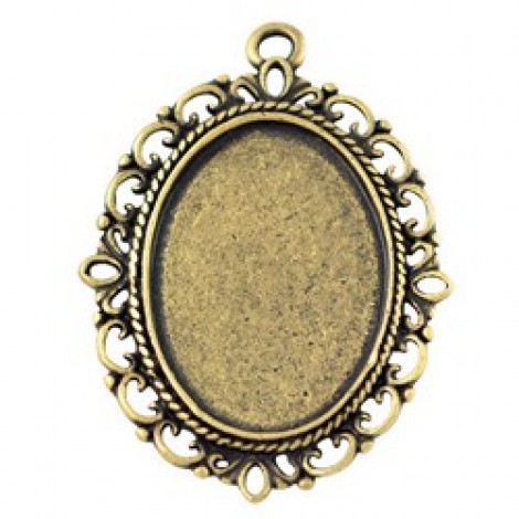 39x27mm OD Ant Gold Oval Filigree Bezel Pendant - Pack of 4 39x27mm OD Ant Gold Oval Filigree Bezel Pendant - Pack of 4