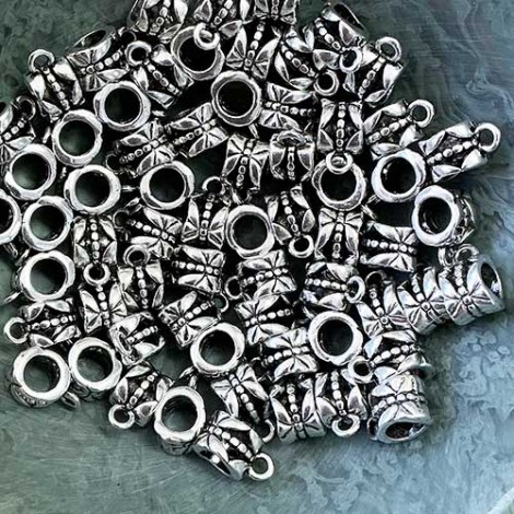 7mm Pandora Style Tibetan Silver Hanger Beads with 5mm hole - Pack of 20