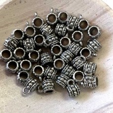 7mm Pandora Style Tibetan Silver Hanger Beads w/5mm hole - Pack of 10