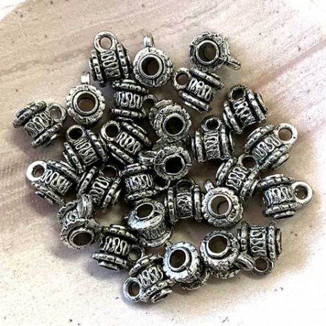 7mm Tibetan Silver Hanger Beads - Pack of 10