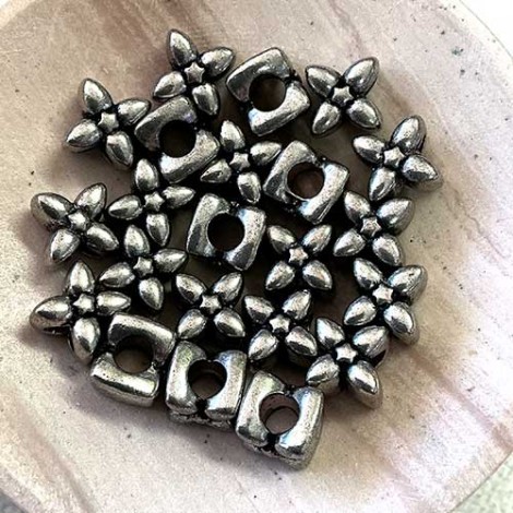 10mm Pandora Style Tibetan Lead Free Star-Flower Beads - 5mm ID Hole - Pack of 10