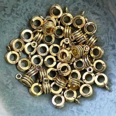 8x13mm Tibetan Style Gold Tri-Ring Bails/Bead Hangers - 4mm ID - Pack of 10