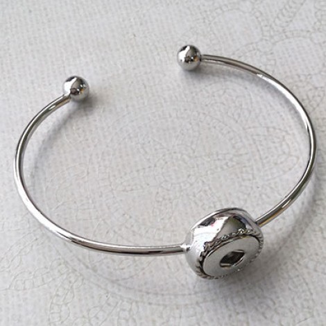 Silver Cuff Bracelet to fit 12mm Noosa Style Chunk Snaps