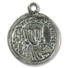 24mm Antique Silver Roman Coin Pendants - Pack of 2