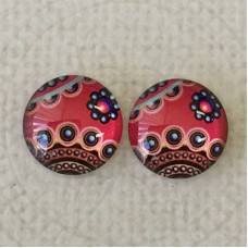 12mm Art Glass Backed Cabochons -  Pattern Mix 1 - Per Pair