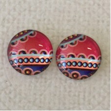 12mm Art Glass Backed Cabochons -  Pattern Mix 2 - Per Pair