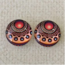 12mm Art Glass Backed Cabochons -  Pattern Mix 3 - Per Pair