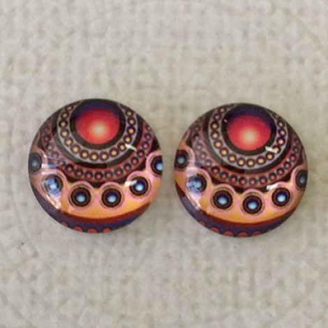 12mm Art Glass Backed Cabochons - Pattern Mix 3 - Per Pair 12mm Art Glass Backed Cabochons - Pattern Mix 3 - Per Pair