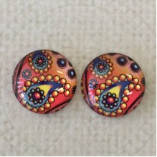 12mm Art Glass Backed Cabochons -  Pattern Mix 4 - Per Pair