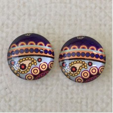 12mm Art Glass Backed Cabochons -  Pattern Mix 8 - Per Pair