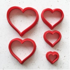 Set of 5 - Love Heart - Polymer Clay Cutters