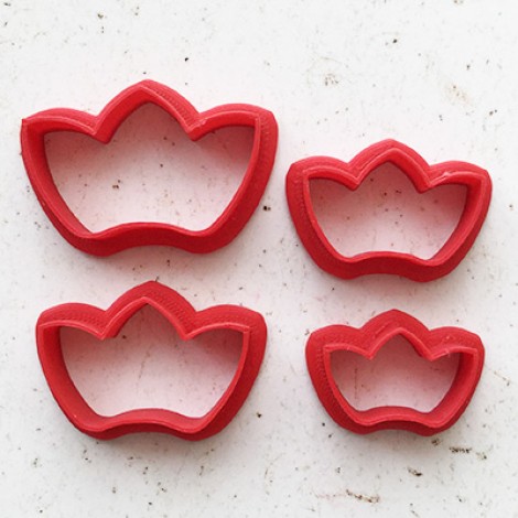 Set of 4 Three Pointed Crown Polymer Clay Cutters 