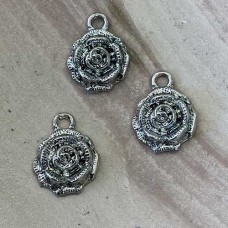 17x14mm Tibetan Lead-free Ant Silver Rose Charm - Pack of 10