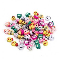 10-12mm Handmade Polymer Clay Animal Beads - Mixed - Pack of 100