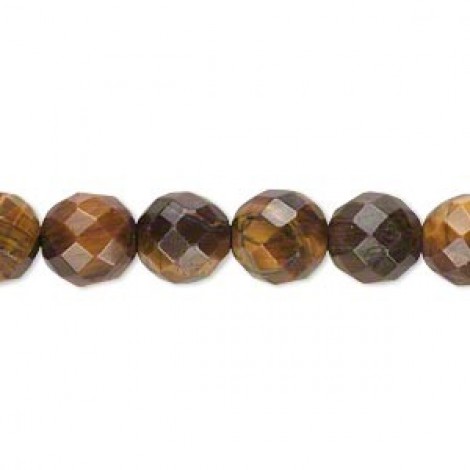 10mm Faceted Round Tigereye Beads - Strand