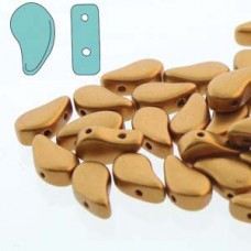 5x8mm Czech Paisley Duo 2-Hole Beads - Bronze Gold - 22gm