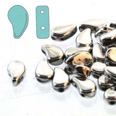 5x8mm Czech Paisley Duo 2-Hole Beads - Full Labrador (Silver) - 22gm