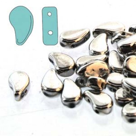 5x8mm Czech Paisley Duo 2-Hole Beads - Full Labrador (Silver) - 22gm 5x8mm Czech Paisley Duo 2-Hole Beads - Full Labrador (Silver) - 22gm