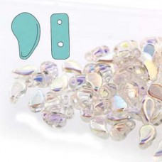 5x8mm Czech Paisley Duo 2-Hole Beads - Crystal AB - 22gm