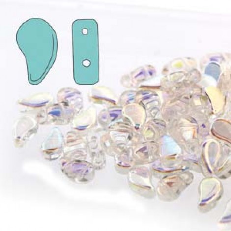 5x8mm Czech Paisley Duo 2-Hole Beads - Crystal AB - 22gm 5x8mm Czech Paisley Duo 2-Hole Beads - Crystal AB - 22gm