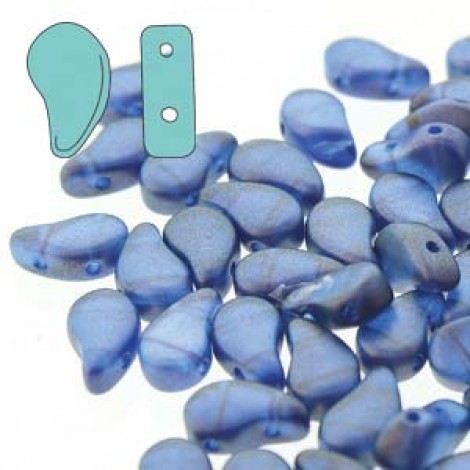 5x8mm Czech Paisley Duo 2-Hole Beads - Halo Cerulean Blue - 22gm 5x8mm Czech Paisley Duo 2-Hole Beads - Halo Cerulean Blue - 22gm