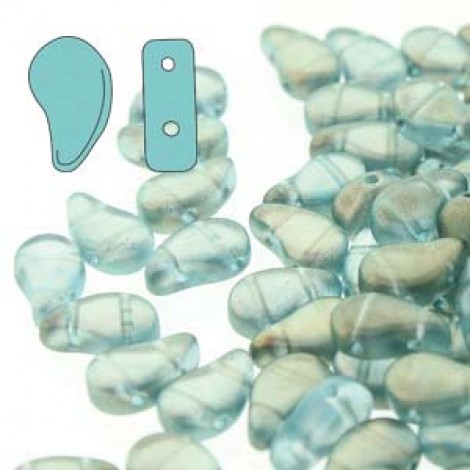 5x8mm Czech Paisley Duo 2-Hole Beads - Halo Sky Blue - 22gm 5x8mm Czech Paisley Duo 2-Hole Beads - Halo Sky Blue - 22gm