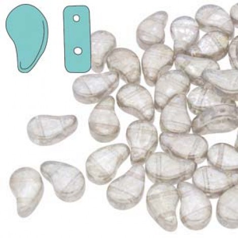 5x8mm Czech Paisley Duo 2-Hole Beads - Crystal Gleam White Glaze - 22gm 5x8mm Czech Paisley Duo 2-Hole Beads - Crystal Gleam White Glaze - 22gm