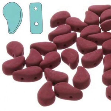 5x8mm Czech Paisley Duo 2-Hole Beads - Matte Velvet Maroon - 22gm 5x8mm Czech Paisley Duo 2-Hole Beads - Matte Velvet Maroon - 22gm